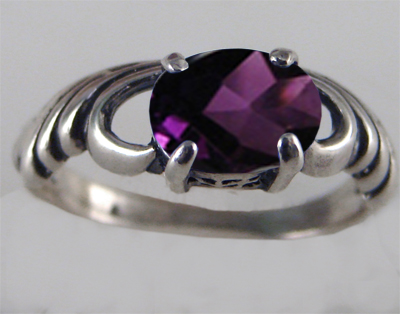 Sterling Silver Waves of Love Ring With Amethyst Size 7